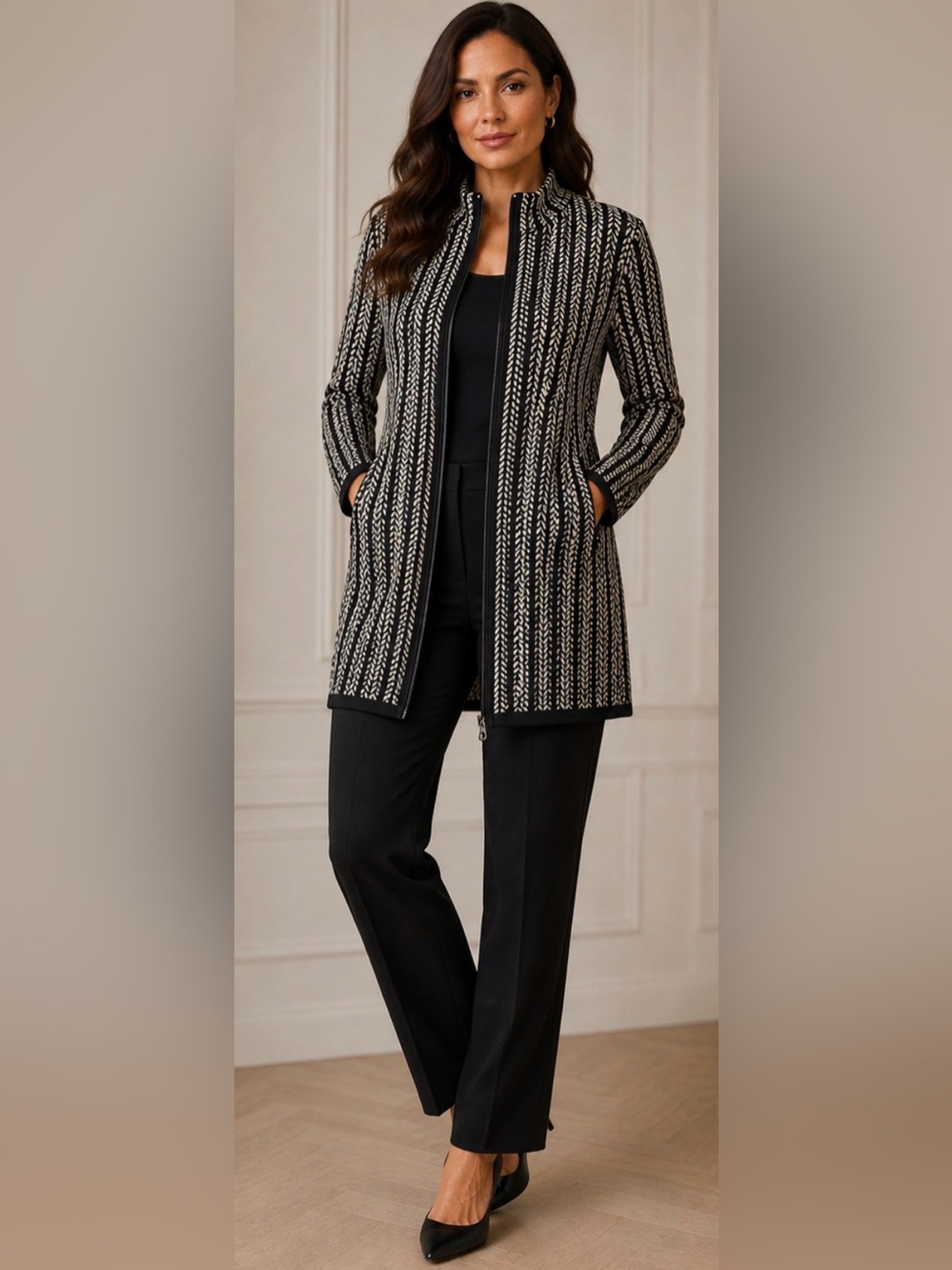 Cynthia Rowley Long Full Zip Cardigan